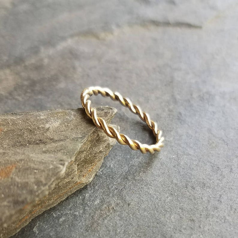 2mm Rose or Yellow Gold Twist Band Solid 14k Gold Eternity Ring Rope Wedding Band, Anniversary Ring, Promise Ring, or Stacking Ring image 10
