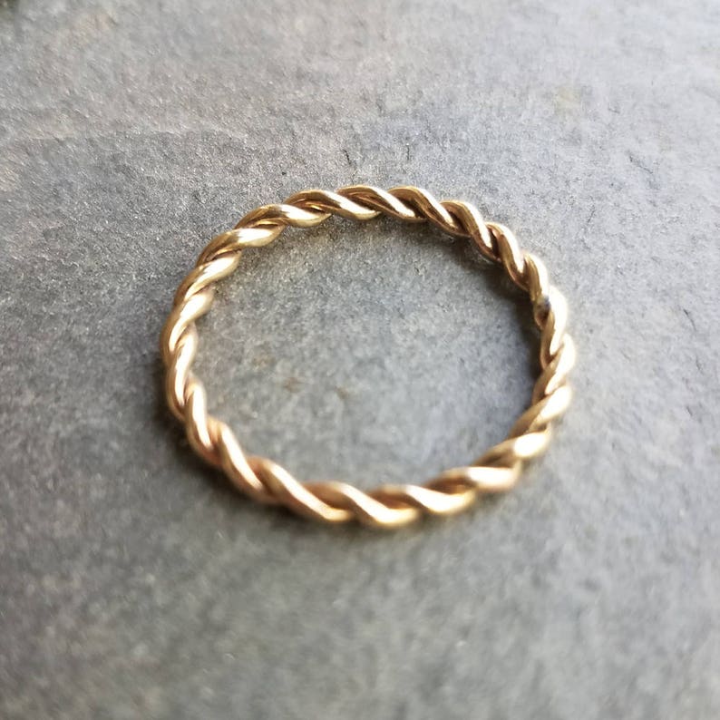 2mm Rose or Yellow Gold Twist Band Solid 14k Gold Eternity Ring Rope Wedding Band, Anniversary Ring, Promise Ring, or Stacking Ring image 8