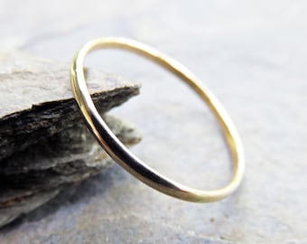 1.5mm 14k Gold Wedding Band: Simple Thin Half Round Ring