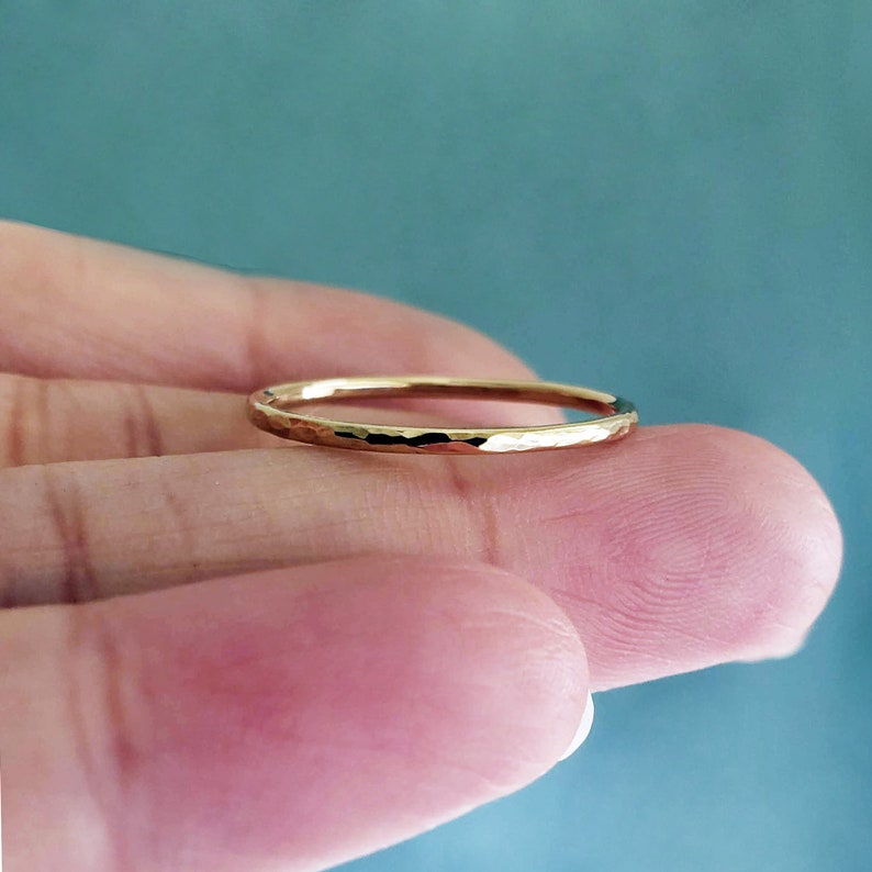 Simple Thin Gold Wedding Band in Choice of Finish Smooth