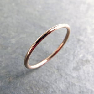 14k Rose Gold Wedding Band: Thin, Simple, Hammered or Brushed