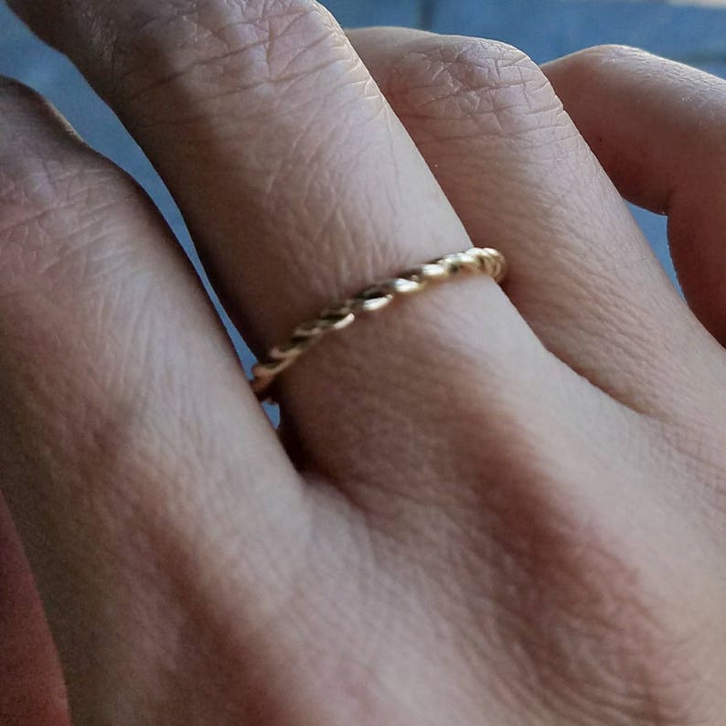 2mm Rose or Yellow Gold Twist Band Solid 14k Gold Eternity Ring Rope Wedding Band, Anniversary Ring, Promise Ring, or Stacking Ring image 7