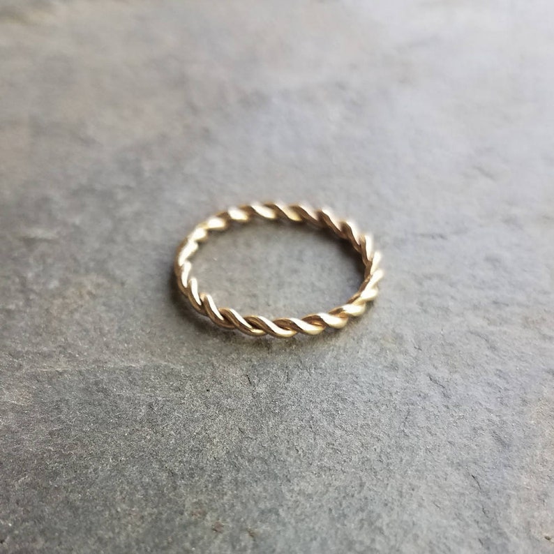 2mm Rose or Yellow Gold Twist Band Solid 14k Gold Eternity Ring Rope Wedding Band, Anniversary Ring, Promise Ring, or Stacking Ring image 1
