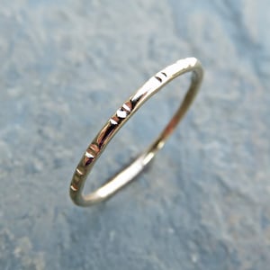 Notched 14k Gold Wedding Band: Textured Stacking Ring