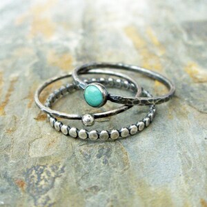 Single Sterling Silver Stacking Band of Tiny Dots Cobblestone Path Pebble Stacking Ring image 3