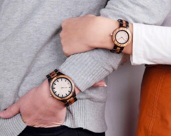 W202 Personalized Wooden Watches for Couples, Husband, Wife, Partner | Custom Engraved Gift for Weddings, Anniversaries, Groomsmen, Stylish
