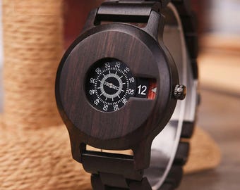 Reloj de madera W212 para hombre, reloj personalizado, reloj de madera personalizado, reloj grabado, regalo de aniversario para él, regalo de cumpleaños para padre o esposo