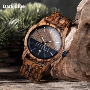 W200 Personalized Men&#39;s Wooden Watch | Engraved Custom Gift for Groomsmen, Anniversary, Birthday, Father’s Day | Stylish Watch for Family