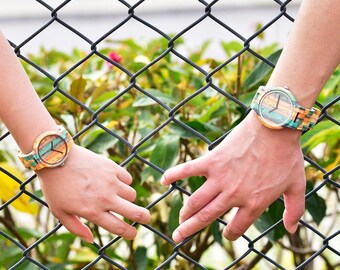 W210 Wood Watches | His & Hers Set | Personalized Engraved Watches | Couple Gifts | Anniversary Gift | Husband Wife Gift | Wedding Gift