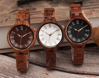 Reloj de madera para mujer W239 / Reloj grabado para mujer / Regalo personalizado para mamá, esposa, hermana / Reloj de pulsera ecológico para mujer / Regalo para madre