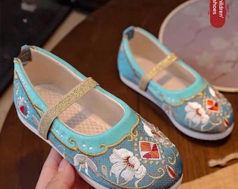 Zapatos bordados estilo Princesa Jazmín Encantada – Azul Agrabah