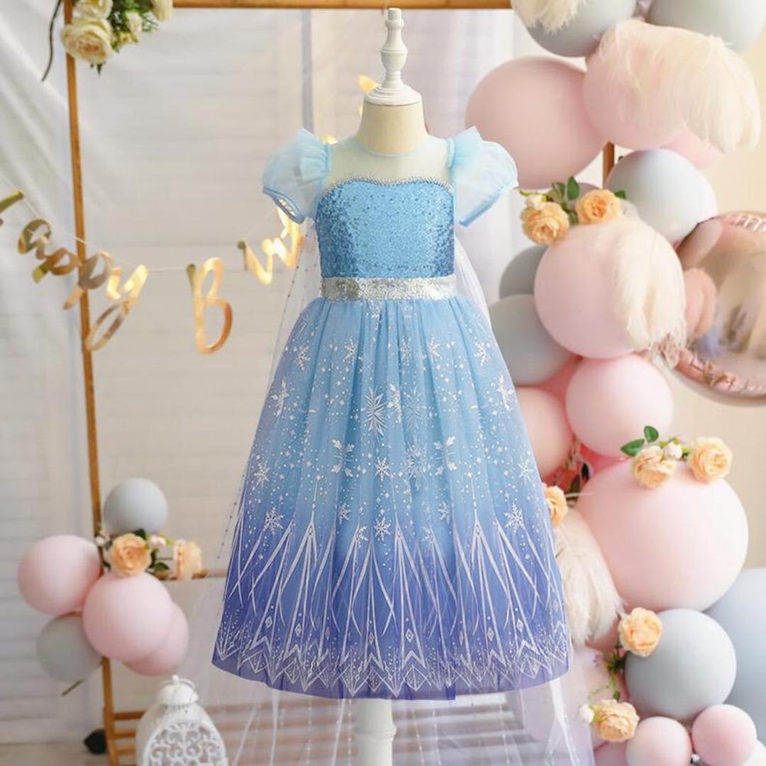 Frozen 2 Elsa Princess Dress with Bubble Sleeves