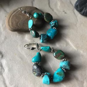 Natalia – Blue and Green American Turquoise #hoops #earrings #nuggets #gifts #turquoise