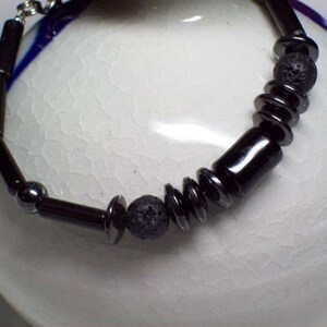 Men's Onyx Beaded Bracelet TENACITY Onyx, Lava Rock and Hematite mensjewelry formen birhdaygifts energy image 2