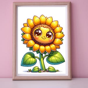 Smiley Flower Nursery Art: Cheerful Kids Room Decor (Digital PNG Download)