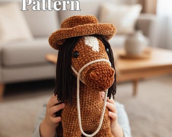 Pferd Amigurumi Häkelanleitung: Pony mit Sattel & Hut (PDF)