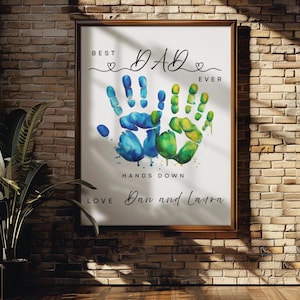 Personalized Dad Handprint Art - Best Dad Ever Gift from Kids, Custom  Father&#39;s Day Sign, Wall Decor, Handmade Keepsake