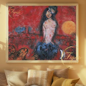 MARC CHAGALL - &quot;Nu sur fond rouge&quot; , 1967 | Fine Art Poster | Premium Giclée Print | Vintage Wall Art | Canvas | Collectors Gift