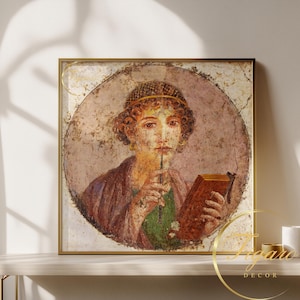 POMPEII SAPPHO fresco, ca. 50 CE | Museum-Quality Print | Matte Paper Print | Canvas Print | Framed Canvas