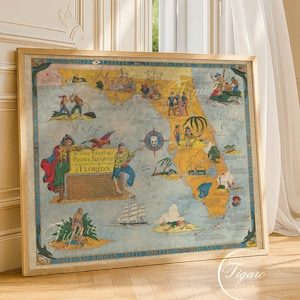 Vintage PIRATE MAP, 1950 | Fine Art Poster | Premium Giclée Print | Vintage Wall Art | Rare Artwork | Collectors Gift