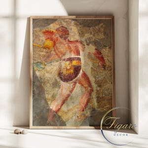 POMPEII GLADIATOR fresco, ca. 50 CE | Museum-Quality Print | Matte Paper Print | Canvas Print | Framed Canvas