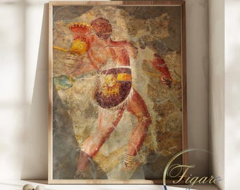 POMPEII GLADIATOR fresco, ca. 50 CE | Museum-Quality Print | Matte Paper Print | Canvas Print | Framed Canvas