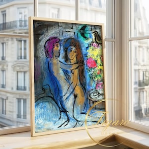 MARC CHAGALL - &quot;Le Couple Bleu&quot; (The Blue Couple), 1950. Museum-Quality Art Print