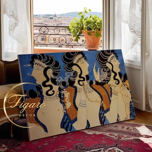 MINOAN FRESCO - Priestesses | Museum-Quality Print | Matte Paper Print | Canvas Print | Framed Canvas