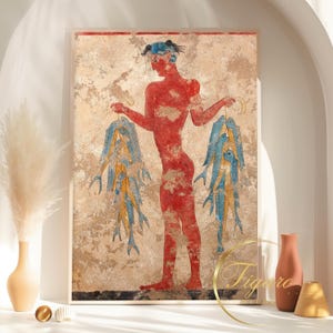 MINOAN FRESCO - Fisherman | Museum-Quality Print | Matte Paper Print | Canvas Print | Framed Canvas