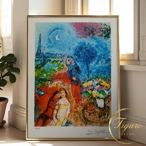 MARC CHAGALL - &quot;Eiffel Tower Serenade&quot;, 1964 | Fine Art Poster | Premium Giclée Print | Vintage Wall Art | Collectors Gift