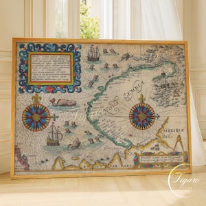 ANTIQUE MAP, 1601| Fine Art Poster | Premium Giclée Print | Canvas | Vintage Wall Art | Rare Artwork | Collectors Gift