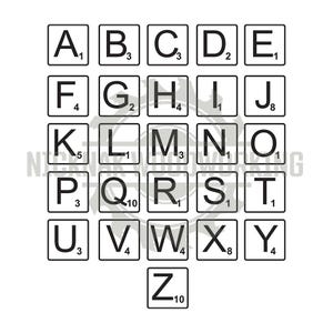 Scrabble Style Tiles | Letter Tiles A-Z | AI-EPS-SVG