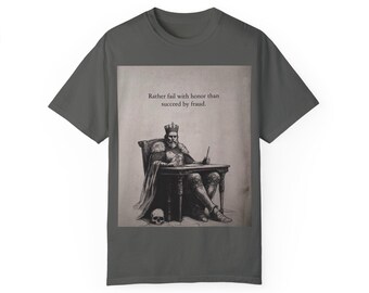 Camiseta com citação "Fail with Honor": camiseta de algodão penteado tingido em tecido