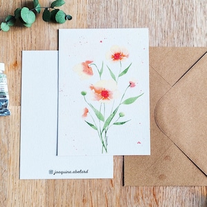 Carte avec enveloppe kraft "Les vibrantes" - Impression aquarelle - Papeterie carterie déco