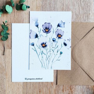 Carte avec enveloppe kraft "Cosmos cosmiques" - Impression aquarelle - Papeterie carterie déco