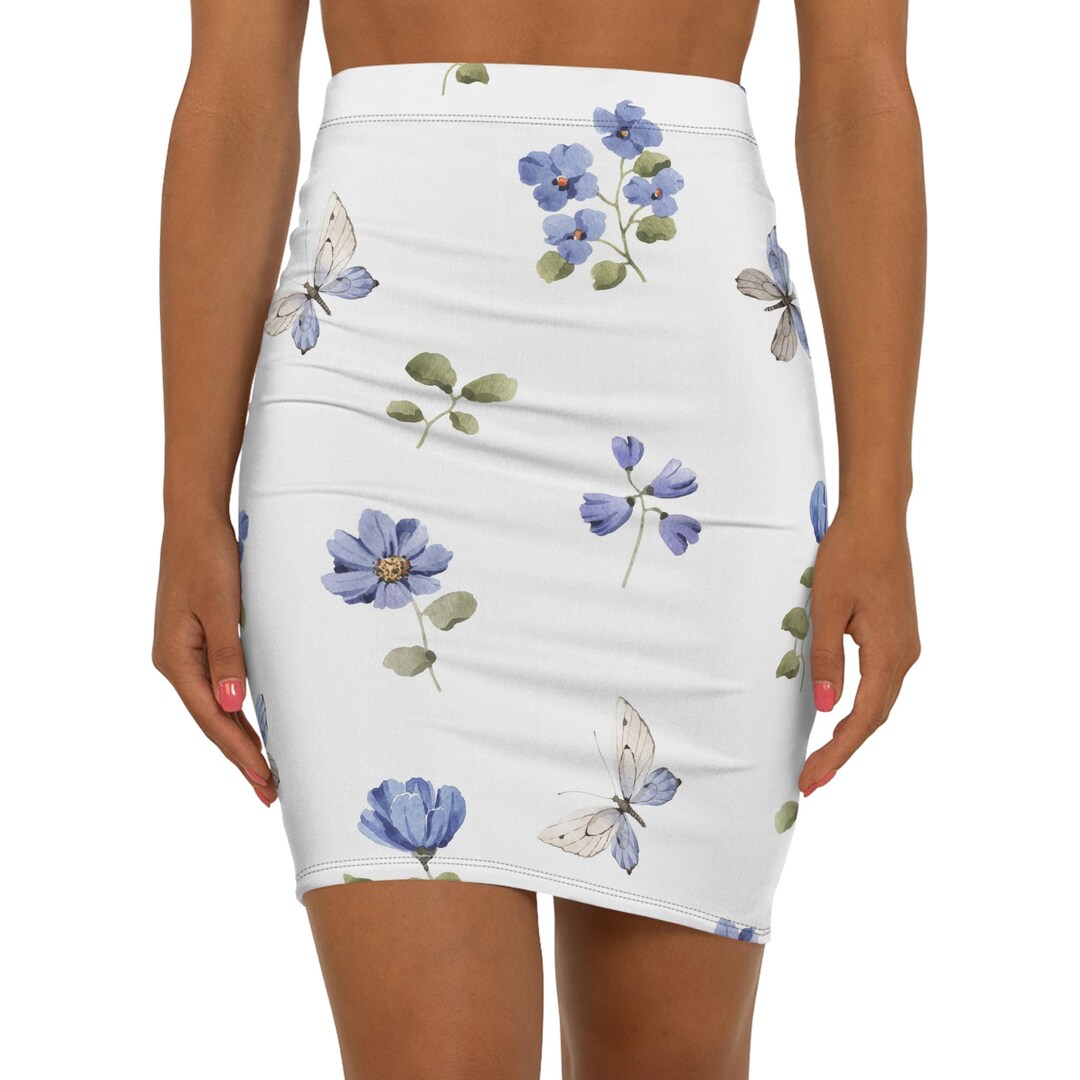 Blue Rose Floral Women's Skirt