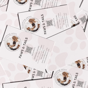 Dog Grooming Business Cards, Dog walkers and trainers business card, editable Canva business card template for pet professionals
