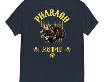 Camiseta clássica unissex Faraó Scrimpus, gato meme, Egito antigo, gato engraçado