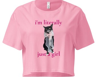 Camiseta con la frase "Soy literalmente una chica gata", camiseta de chica coqueta, ropa del año 2000, regalo para ella, camiseta divertida con gato