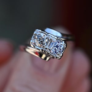 Antique 14k White Gold Diamond Bypass Ring: .50ct Old European Cut
