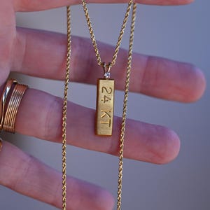 Vintage 24k Gold Diamond Ingot Pendant 1/8oz Pure Gold