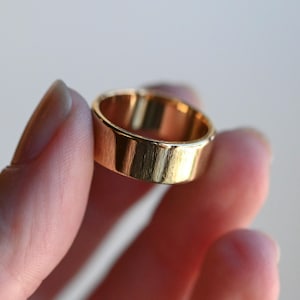Vintage 18k Gold Heavy Textured Cigar Band Chunky Ring Wedding Band - size 6.75/7