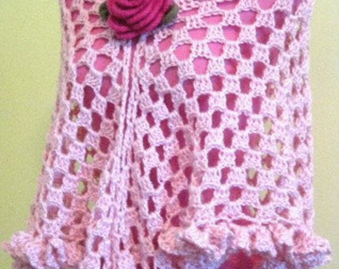 Ruffle Edge Crochet Wrap Pink With Pink Rose Romantic Valentine - Etsy