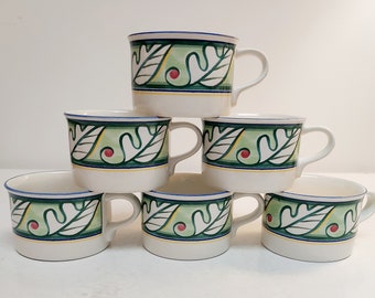 Vintage Set of 6 Mikasa Intagllo CAC89 Color Vive Coffee Cups Gift Tablescape