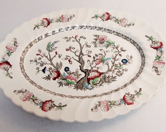 Vintage Large Oval Platter Indian Tree Myott Fine Staffordshire Ware Made in England Tablescape Gift