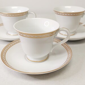 Vintage Wedgwood Embassy Collection Granville Cup and Saucer Set Gold White Elegant image 3