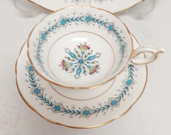 Vintage Coalport Bone China Geneva Set Cup and Saucer and Dinner Plate Made in England Farmhouse LIKE NEW