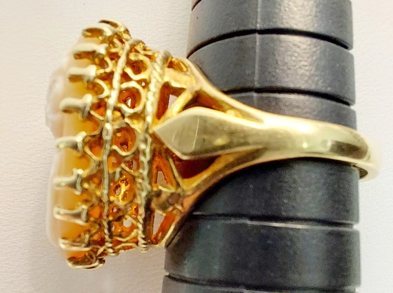Vintage Cameo Ring 10K Gold Size 6.5 Estate Jewel… - image 5