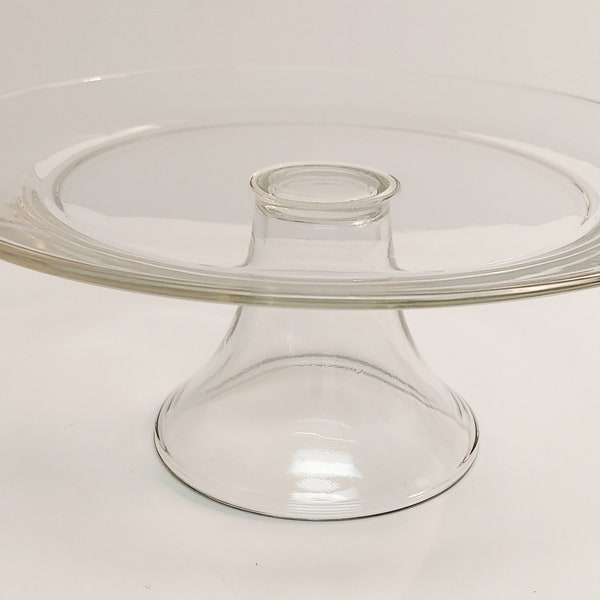 Vintage Footed Clear Glass Cake Plate Stand Pie Stand Food Photography Farmhouse