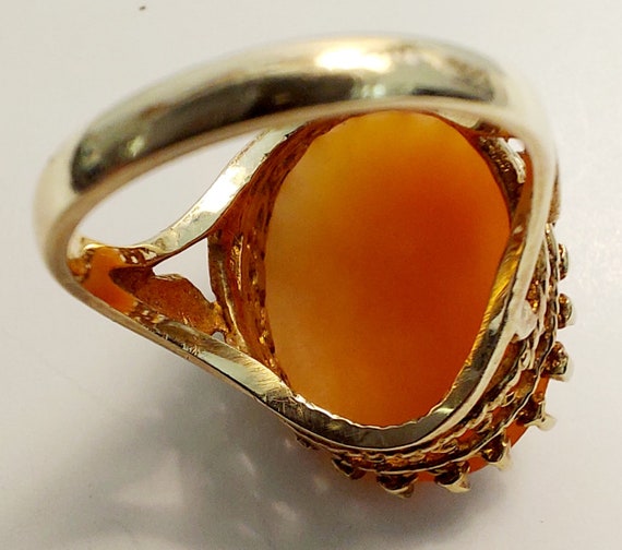 Vintage Cameo Ring 10K Gold Size 6.5 Estate Jewel… - image 2